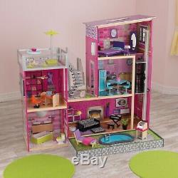 Large Dollhouse Play Set 4 Ft Tall Doll Play House 35 Accessories Lights Sound