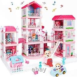 Large Dollhouse with Light and Music, Girls Dreamhouse Building Toys, DIY Toys