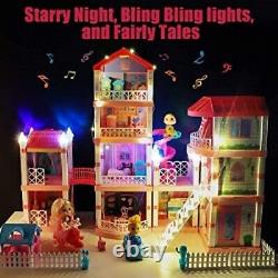 Large Dollhouse with Light and Music, Girls Dreamhouse Building Toys, DIY Toys