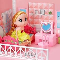 Large Dollhouse with Light and Music, Girls Dreamhouse Building Toys, DIY Toys