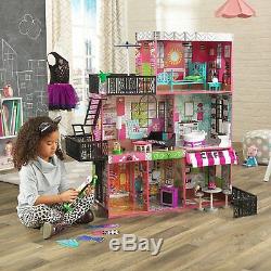 Large Kids Dollhouse Barbie Mansion Gift Set Wooden Doll House Playset Furniture