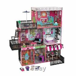 Large Kids Dollhouse Barbie Mansion Gift Set Wooden Doll House Playset Furniture