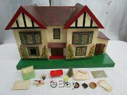 Large Vintage 1950s Dolls House Kit Built With Some Accessories