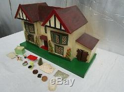 Large Vintage 1950s Dolls House Kit Built With Some Accessories