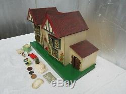 Large Vintage 1950s Dolls House Kit Built With Some Accessories
