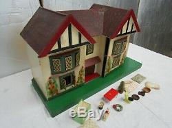 Large Vintage 1950s Dolls House Kit Built With Some Accessories