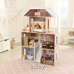 Large Wooden Doll House For Girls Dream Furniture Kit Toys Barbie Size Gift New