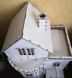 Large Wooden Dollhouse 3-Story White Handmade Barbie House