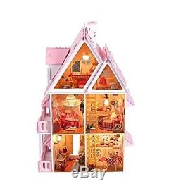 Large Wooden Kids Doll House Barbie Kit Girls Play Dollhouse Mansion, Furniture
