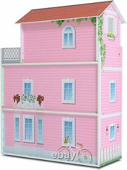 Large Wooden Kids Doll House Barbie Kit Girls Play Dollhouse Mansion Furniture