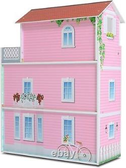 Large Wooden Kids Doll House Barbie Kit Girls Play Dollhouse Mansion Furniture