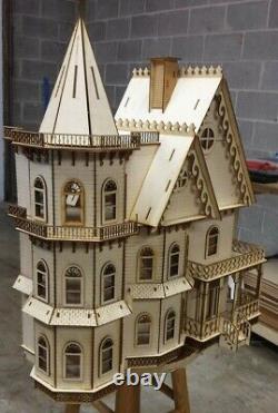 Leon Gothic Victorian Mansion Dollhouse Half inch (124 scale Kit)