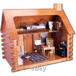 Log Cabin Doll House Miniature Kit Kids Wooden Flower Box Loft Unfurnished New