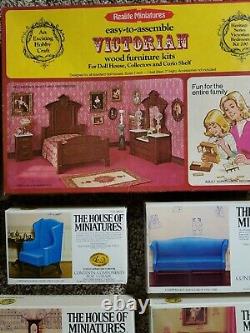 Lot of 7 The House of Miniatures & Realife Dollhouse Furniture Kits Vintage NEW