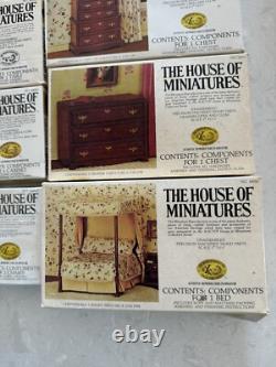 Lot of 8 The House of Miniatures Dollhouse Furniture Kits Bed Dining Room