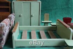 Lot of Old Vintage Doll House Wooden FURNITURE Miniatures 1960's Kit
