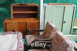 Lot of Old Vintage Doll House Wooden FURNITURE Miniatures 1960's Kit