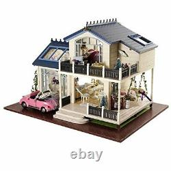 MAGQOO Wooden Dollhouse Miniature DIY House Kit with Furniture, 124 DIY