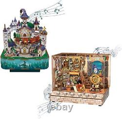Magic Shop Miniature House Kit and Magical Castle Music Box Bundle DIY House