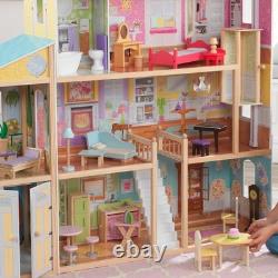 Majestic Mansion Wooden Dollhouse with 34-Piece Accessories, Working Elevator