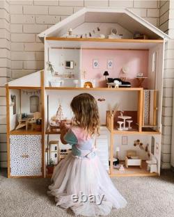 Majestic Mansion Wooden Dollhouse with 34-Piece Accessories, Working Elevator