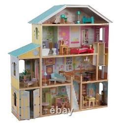 Mansion Dollhouse With Furniture Girls Xmas Gift Doll Play Big Wooden House