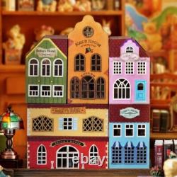 Miniature DIY Dollhouse Kit Model LED Lighting Wooden Town Doll House Gift