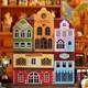 Miniature DIY Dollhouse Kit Model LED Lighting Wooden Town Doll House Gift