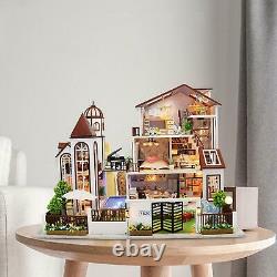 Miniature Doll House Kit with Furniture Kit Modern Wooden Villa Cottage