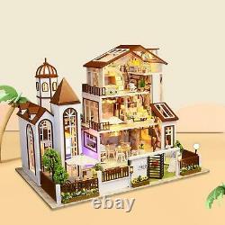 Miniature Doll House Kit with Furniture Kit Modern Wooden Villa Cottage