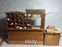 Miniature Doll House Shackman Post Office With Packages And Newspapers