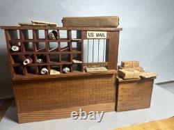 Miniature Doll House Shackman Post Office With Packages And Newspapers
