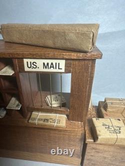 Miniature Doll House Shackman Post Office With Packages And Newspapers