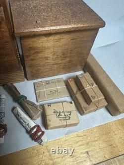 Miniature Doll House Shackman Post Office With Packages And Newspapers