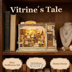 Miniature Dollhouse Kit Jewelry Shop DIY 3D Wooden Puzzle with LED Light fifijoy