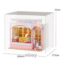 Miniature Dollhouse Model Kit LED Lights DIY Wooden Doll House Gift Adults Kids