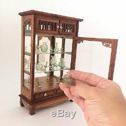 Miniature Glass Showcase Vintage Luxury Tiny Dining Dollhouse Wood Gift Mini Wow