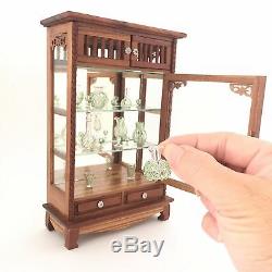 Miniature Glass Showcase Vintage Luxury Tiny Dining Dollhouse Wood Gift Mini Wow