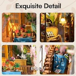 Miniature House Kit DIY Mini Dollhouse Garage Workshop Book Nook Kit with LED