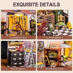 Miniature House Kit DIY Mini Dollhouse Garage Workshop Wooden Music Box 3D