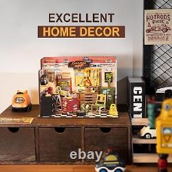 Miniature House Kit DIY Mini Dollhouse Garage Workshop Wooden Music Box 3D