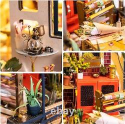 Miniature House Kit DIY Mini Dollhouse with Accessories Corner Bookstore