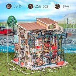 Miniature House Kit DIY Mini Dollhouse with Accessories Corner Bookstore