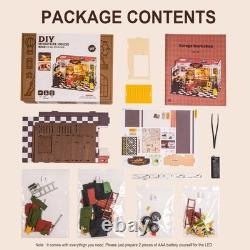 Miniature House Kit DIY Mini Garage Workshop Tiny Model House Building Kit wi
