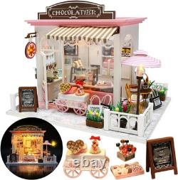 Miniature House Kit, Miniature Dollhouse for Beginners, DIY Doll(Chocolate Shop)