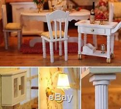 Miniature Kit WithLED Large Village All Furniture DIY Wooden Dollhouse