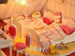 Miniature Kit WithLED Large Village All Furniture DIY Wooden Dollhouse