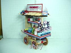 Miniature Peddler's Push Cart 4th of July Fireworks Display Handcrafted 1/12
