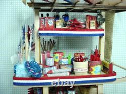 Miniature Peddler's Push Cart 4th of July Fireworks Display Handcrafted 1/12