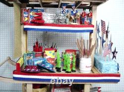 Miniature Peddler's Push Cart 4th of July Fireworks Display Handcrafted 1/12